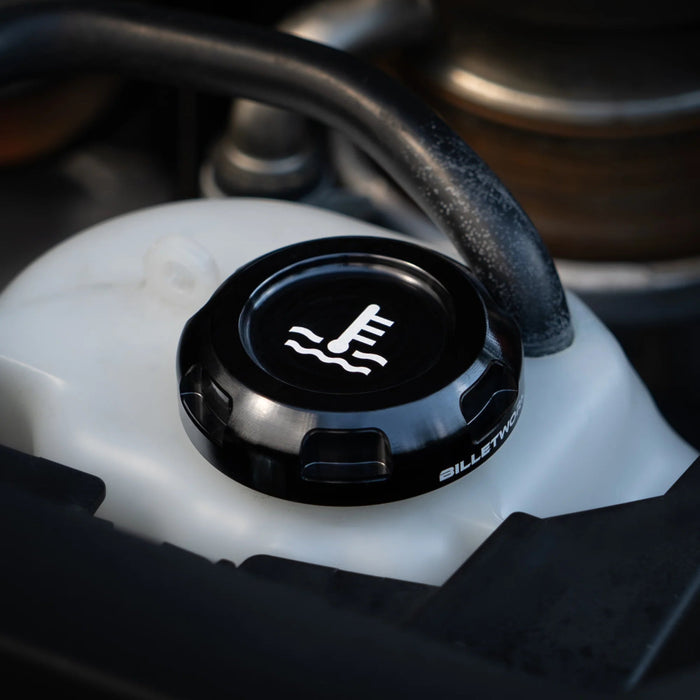 Billetworkz Zero Series Coolant Reservoir Cap w/ Engraving Most Subaru Models - BW-EBCZ-SUB-COO-BLK-E - Subimods.com