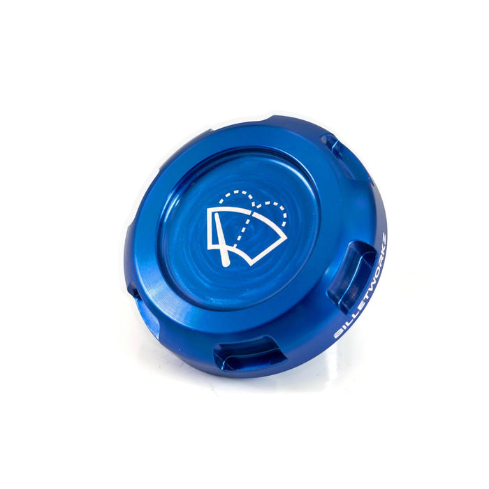 Billetworkz Zero Series Wiper Fluid Reservoir Cap w/ Engraving Most Subaru Models - BW-EBCZ-SUB-WIP-BLU-E - Subimods.com