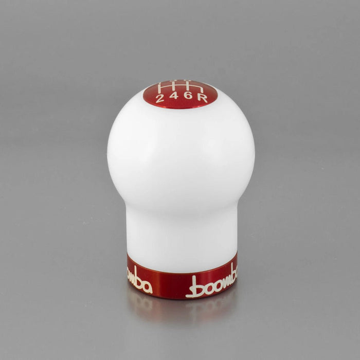 Boomba Racing 270g Weighted Delrin Shift Knob White w/ Red Finish Most Subaru Models - 031000090201 - Subimods.com