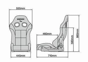 Bride STRADIA III Low Max Reclinable Seat Silver FRP Shell w/ Gradation Fabric and Low Cushion - G72GSF - Subimods.com