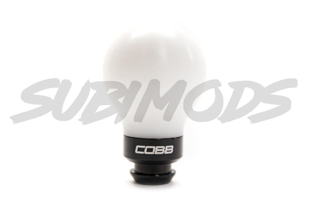 COBB Delrin Shift Knob White w/ Black 5 speed Subaru Models - 211350-W-BK - Subimods.com