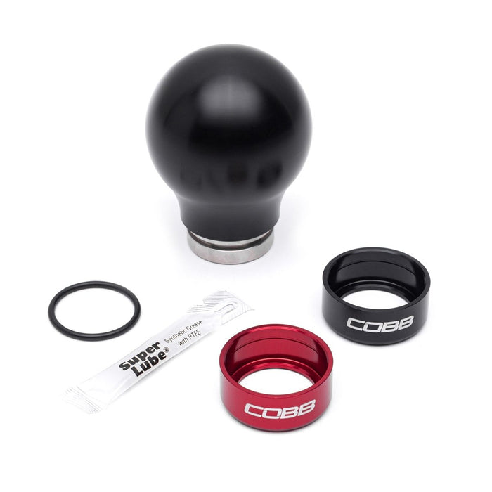 COBB Weighted Round Delrin Shift Knob Black w/ Interchangeable Base 6 Speed Subaru Models - 213360-BK - Subimods.com