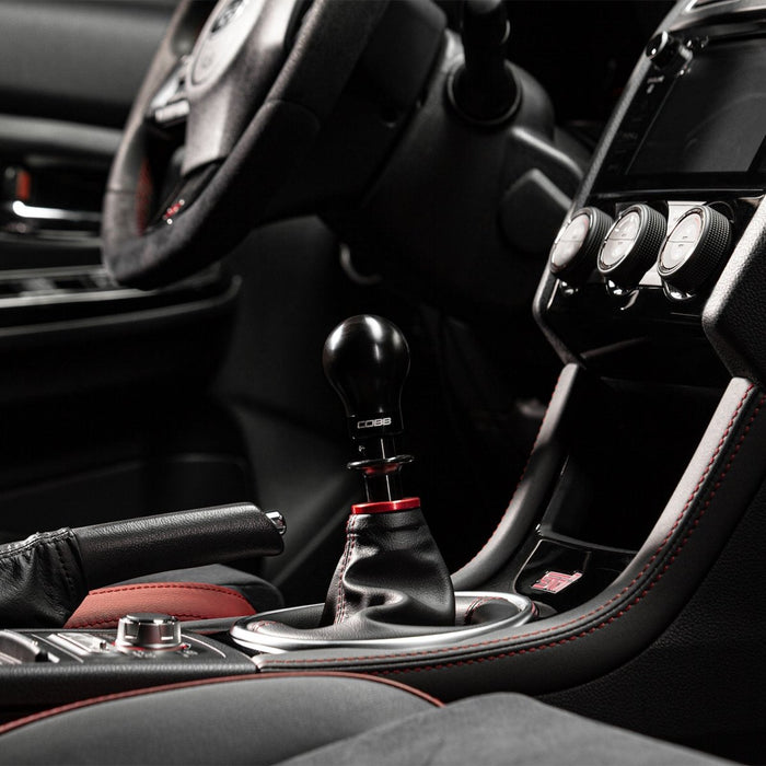 COBB Weighted Round Delrin Shift Knob Black w/ Interchangeable Base 6 Speed Subaru Models - 213360-BK - Subimods.com