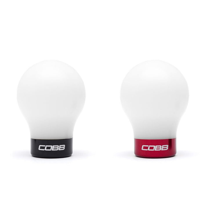 COBB Weighted Round Delrin Shift Knob White w/ Interchangeable Base 6 Speed Subaru Models - 213360-W - Subimods.com