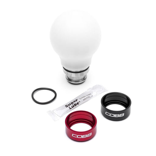 COBB Weighted Round Shift Knob White w/ Interchangeable Base 5 Speed Subaru Models - 211360-W - Subimods.com