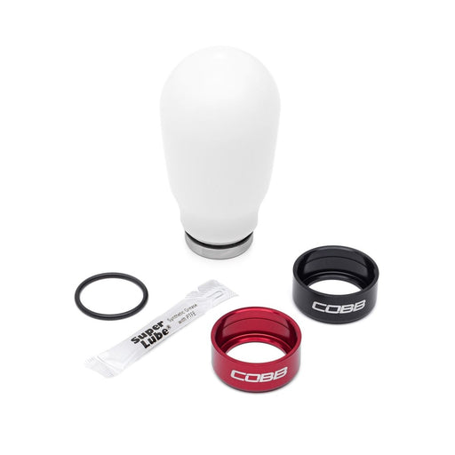 COBB Weighted Tall Shift Knob White w/ Interchangeable Base 6 Speed Subaru Models - 213370-W - Subimods.com