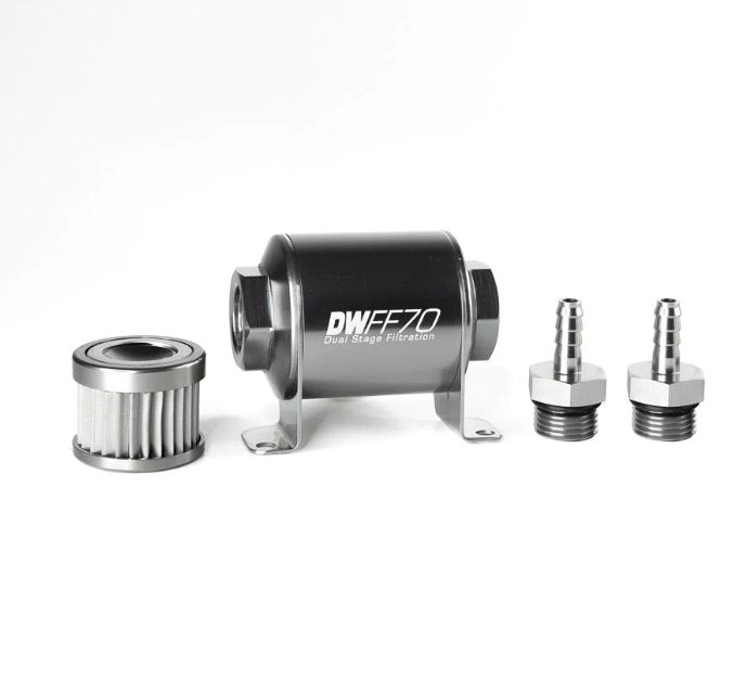Deatschwerks In-Line Fuel Filter w/ Housing Kit and Barb Fittings 1993-2005 Impreza - 8-05-03-010 - Subimods.com