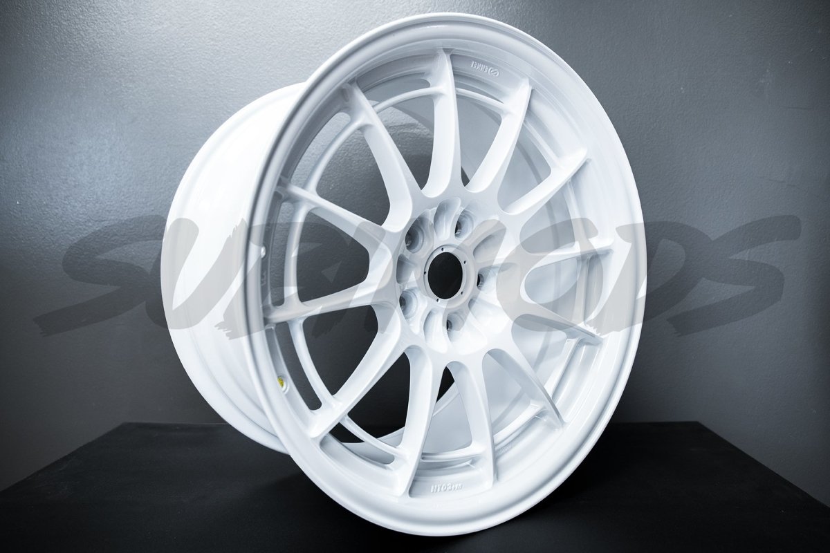 Enkei NT03+M Vanquish White 18x9.5 5x114.3 Wheels — Subimods.com