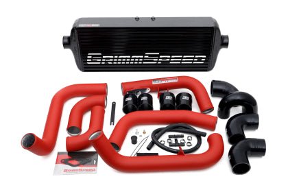 Grimmspeed Front Mount Intercooler Kit Black Core w/ Red Piping 2008-2014 STI - 090253 - Subimods.com