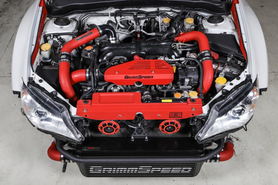 Grimmspeed Front Mount Intercooler Kit Black Core w/ Red Piping 2008-2014 WRX - 090251 - Subimods.com