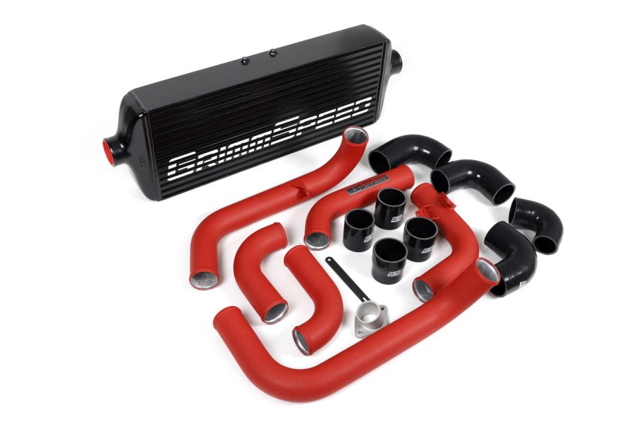 Grimmspeed Front Mount Intercooler Kit Black Core w/ Red Piping 2008-2014 WRX - 090251 - Subimods.com