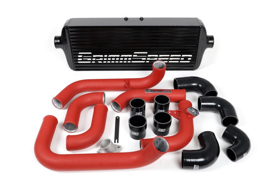 Grimmspeed Front Mount Intercooler Kit Black Core w/ Red Piping 2008-2014 WRX - 090251 - Subimods.com