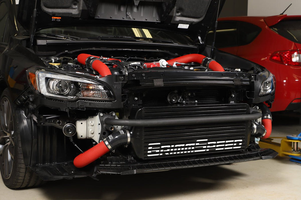 Grimmspeed Front Mount Intercooler Kit Black Core w/ Red Piping 2015-2021 STI - 090258 - Subimods.com