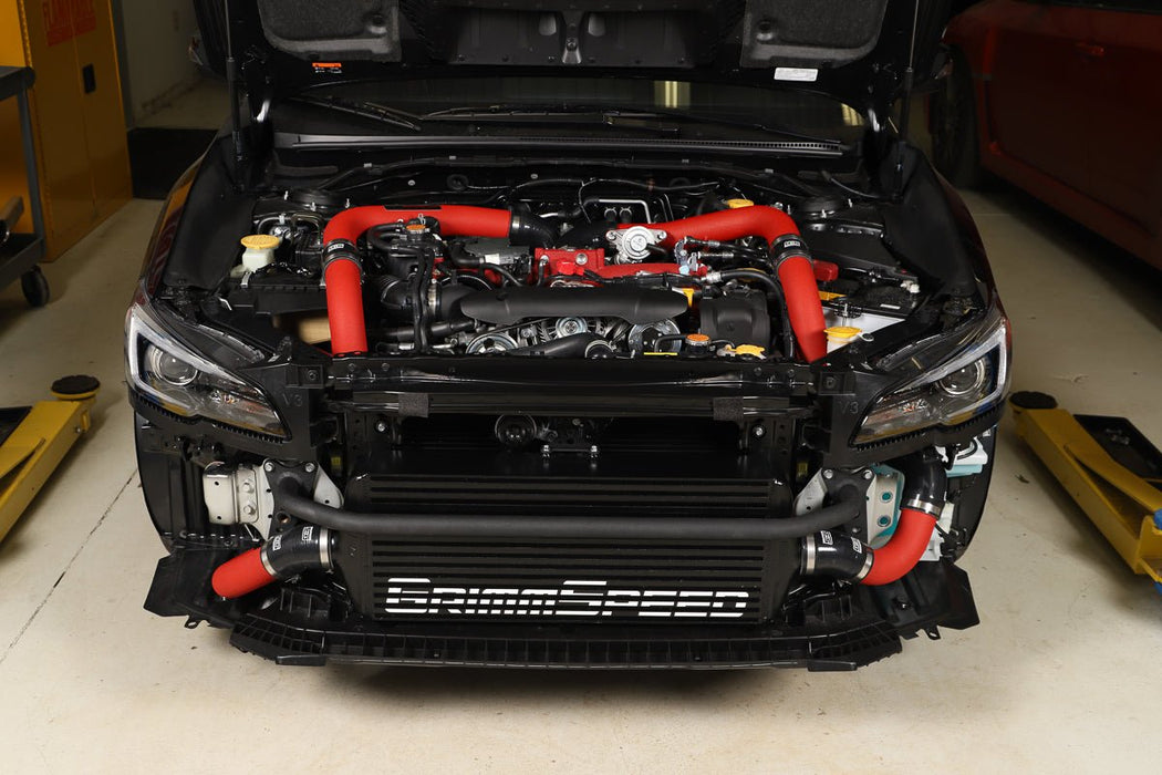 Grimmspeed Front Mount Intercooler Kit Black Core w/ Red Piping 2015-2021 WRX - 090255 - Subimods.com