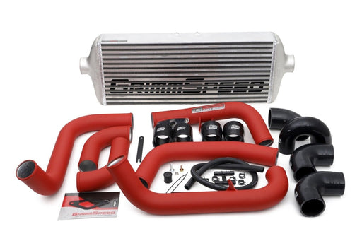 Grimmspeed Front Mount Intercooler Kit Silver Core w/ Red Piping 2008-2014 STI - 090227 - Subimods.com