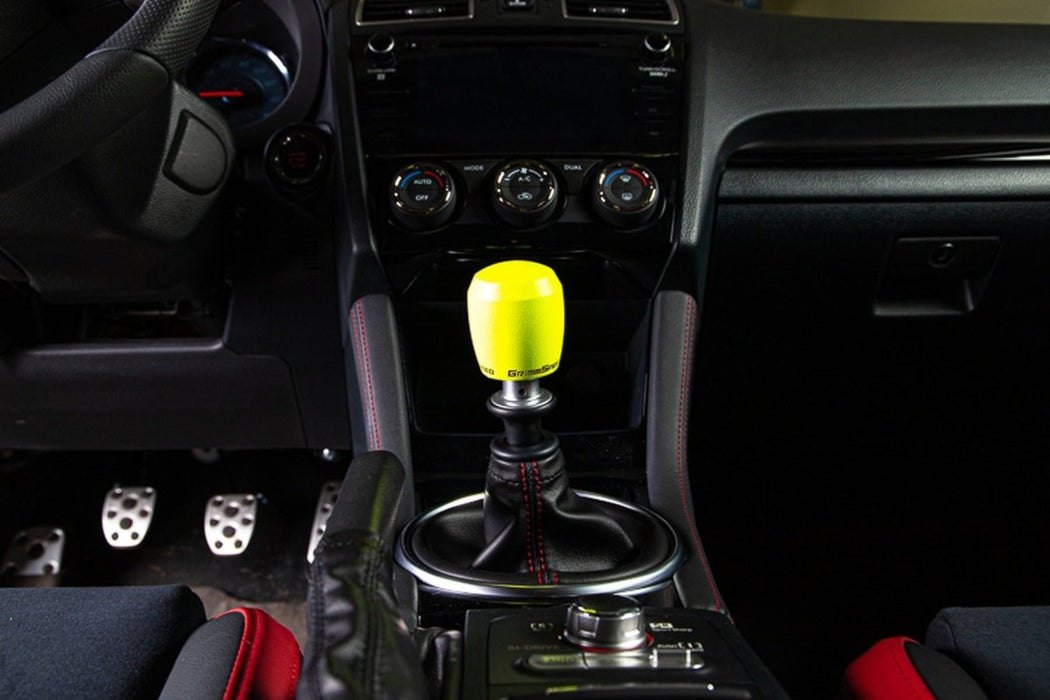 Grimmspeed Stubby Stainless Steel Shift Knob w/ Neon Yellow Finish Most Subaru Models - 380005 - Subimods.com