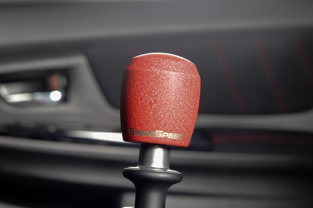 Grimmspeed Stubby Stainless Steel Shift Knob w/ Wrinkle Red Finish Most Subaru Models - 380003 - Subimods.com