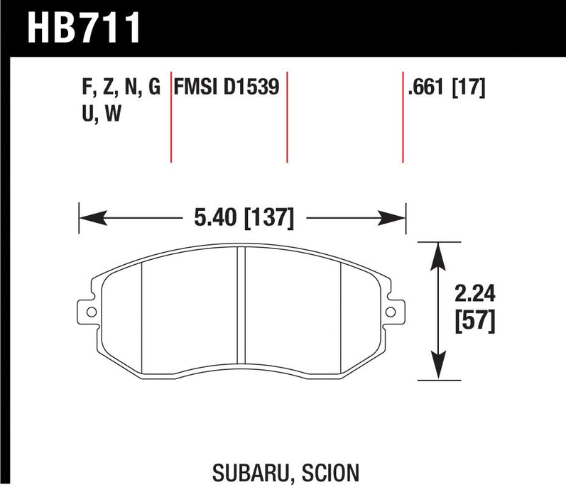 Hawk Performance HPS Rear Brake Pads 2022-2024 WRX w/o Eyesight / 2013-2024 BRZ / 2022-2024 GR86 / 2010-2012 Legacy GT / 2014-2015 Forester XT - HB671F.628 - Subimods.com