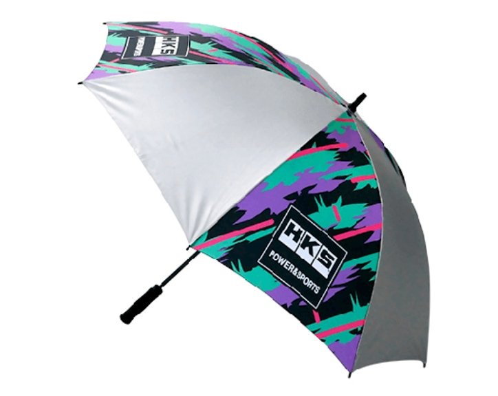 HKS サーキットアンブレラ HKS Silver Oil Slick Folding Umbrella for Subaru WRX STI