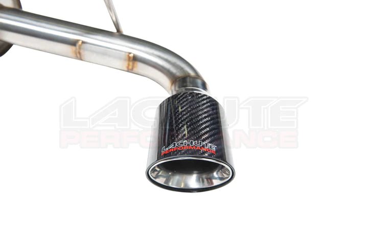 Lachute Performance Stainless Steel Muffled Axle Back w/ Carbon Cover and Double Wall Polished Tip 2018-2023 Crosstrek - FLP-CTA-AB-18+C - Subimods.com