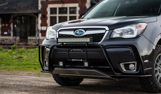 LP Aventure Small Bumper Guard Front Bumper Aesthetic Plate Add On 2015-2019 Outback / 2014-2018 Forester XT - OBA-15-18-B - Subimods.com