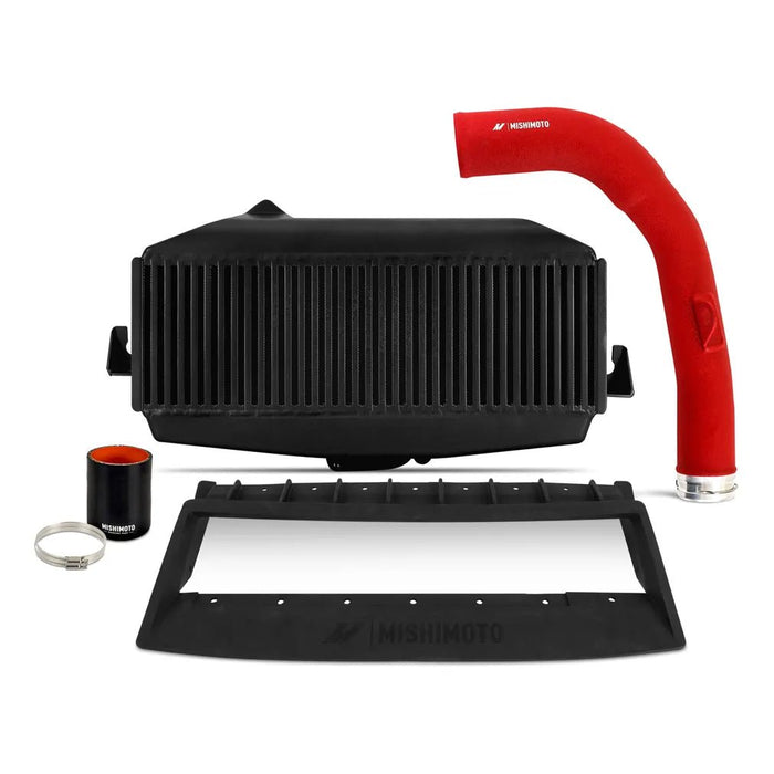 Mishimoto Top Mount Intercooler Black w/ Red Charge Pipe Kit 2022-2024 WRX - MMTMIC-WRX-22KBKRD - Subimods.com