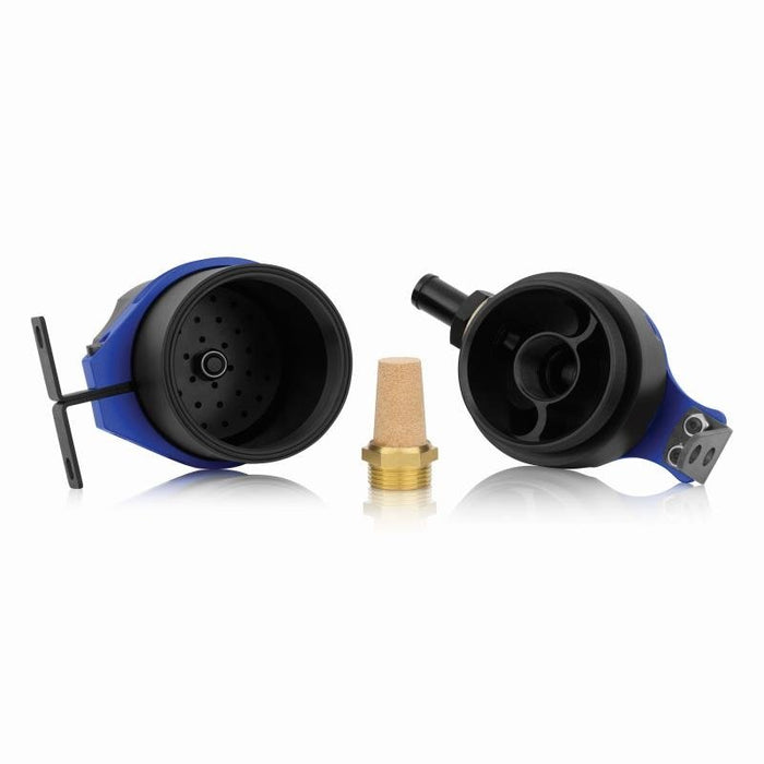 Mishimoto Universal Baffled Oil Catch Can Black w/ Blue Insert - MMBCC-UNI-BL - Subimods.com