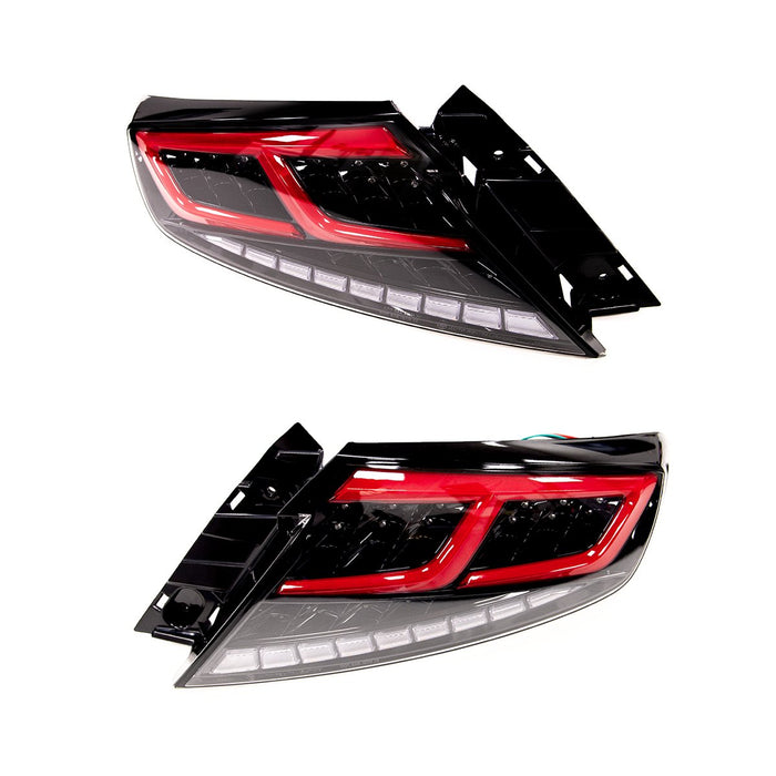 Molded Innovations CS Style Sequential LED Tail Lights Clear Lens w/ Black Base & Red Bar 2022-2024 WRX - SB2004-CBRC - Subimods.com