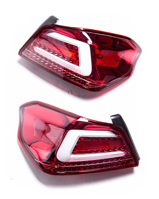 Molded Innovations CS Style Sequential LED Tail Lights Clear Lens w/ Red Base & White Bar 2015-2021 WRX / 2015-2021 STI - MI15-WRXTLCS-CRW - Subimods.com