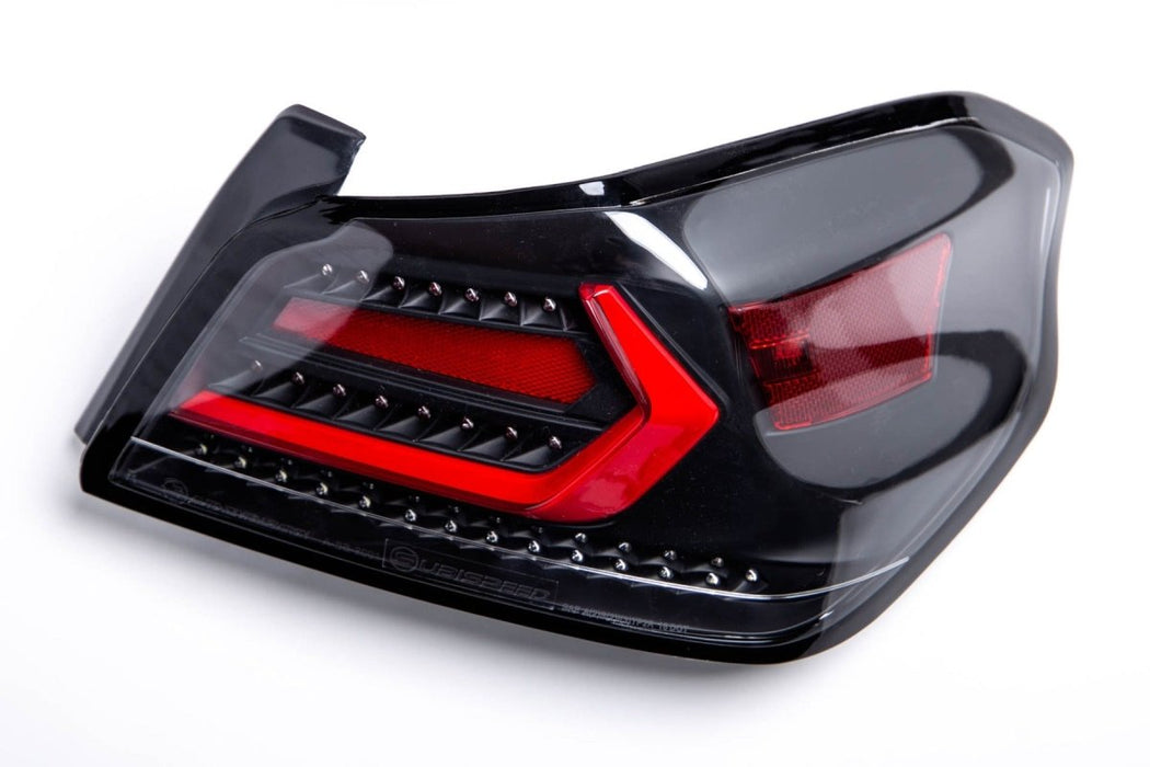 Molded Innovations EVO+ Style Sequential LED Tail Lights Clear Lens w/ Black Base & Red Bar 2015-2021 WRX / 2015-2021 STI - MI15-WRXTLEVO-CBR - Subimods.com