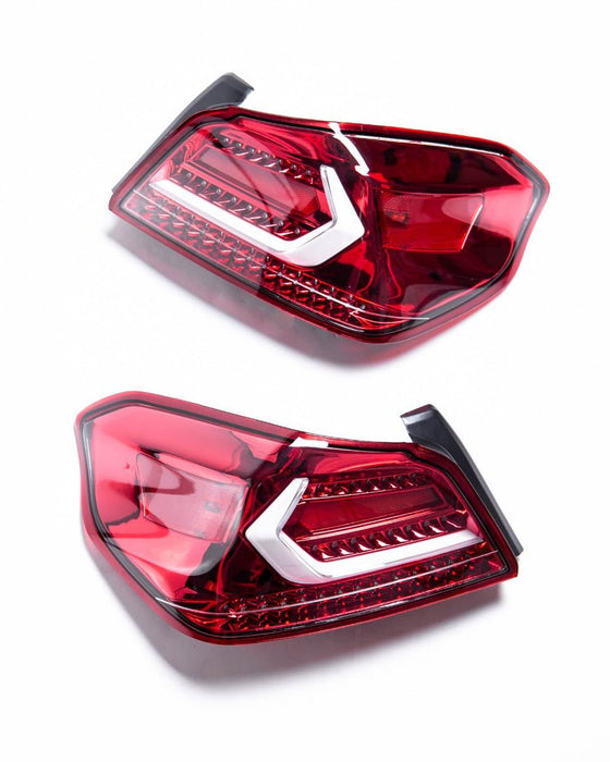 Molded Innovations EVO+ Style Sequential LED Tail Lights Clear Lens w/ Red Base & White Bar 2015-2021 WRX / 2015-2021 STI - MI15-WRXTLEVO-CRW - Subimods.com