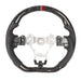 Molded Innovations Forged Carbon Fiber Steering Wheel w/ Perforated Leather Grip, Red Stripe and Red Stitching 2015-2021 WRX / 2015-2021 STI - MI15-WHL-L/FC-R-R - Subimods.com