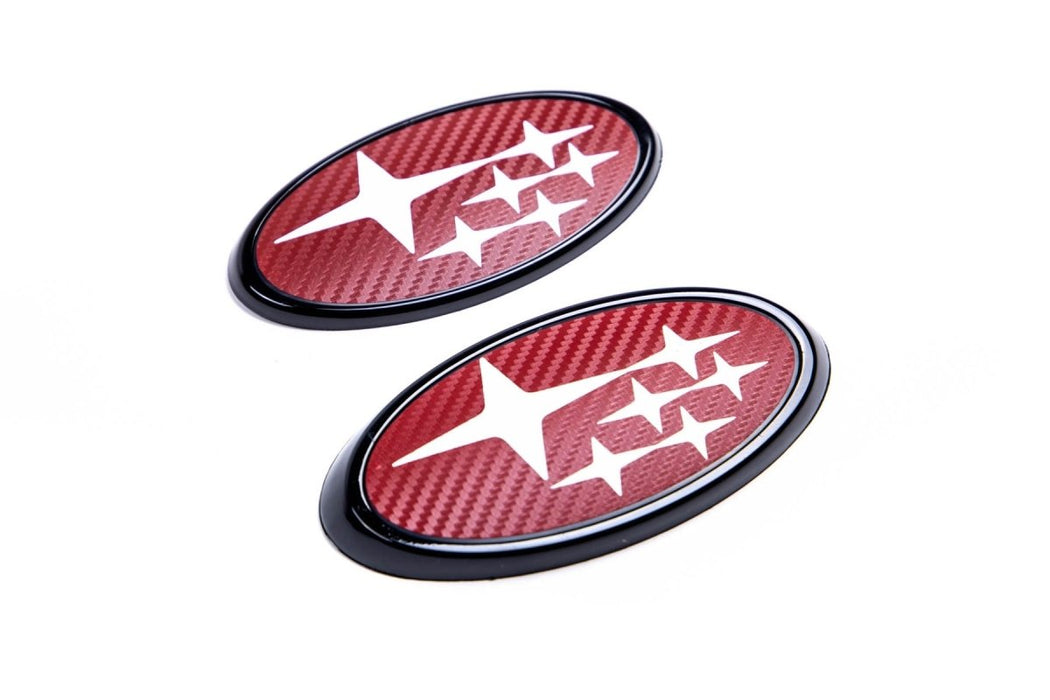 Front And Subaru Emblem Kit Carbon Fiber Overlay w/ Star Logo 2015-2021 WRX 2015-2021 STI - Subimods.com