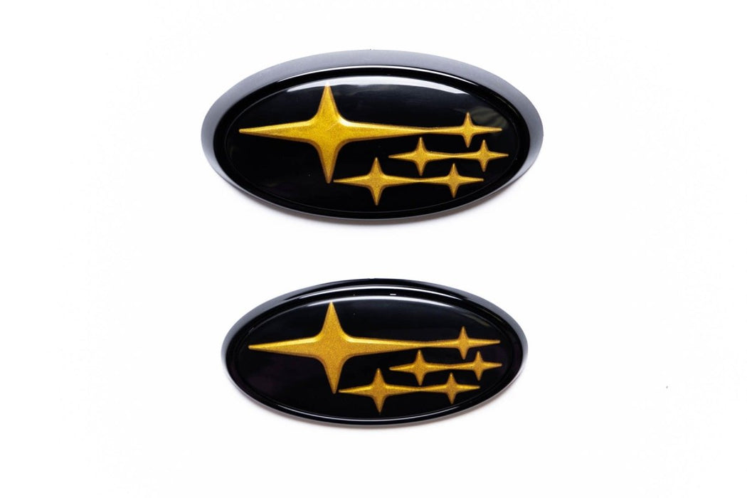 Molded Innovations Front And Rear Subaru Emblem Kit w/ Star Logo 2022-2023 BRZ - MIBRZ22-FRSST-BK/GD - Subimods.com