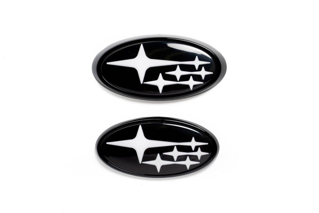 Molded Innovations Front And Rear Subaru Emblem Kit w/ Star Logo 2022-2023 BRZ - MIBRZ22-FRSST-BK/WH - Subimods.com