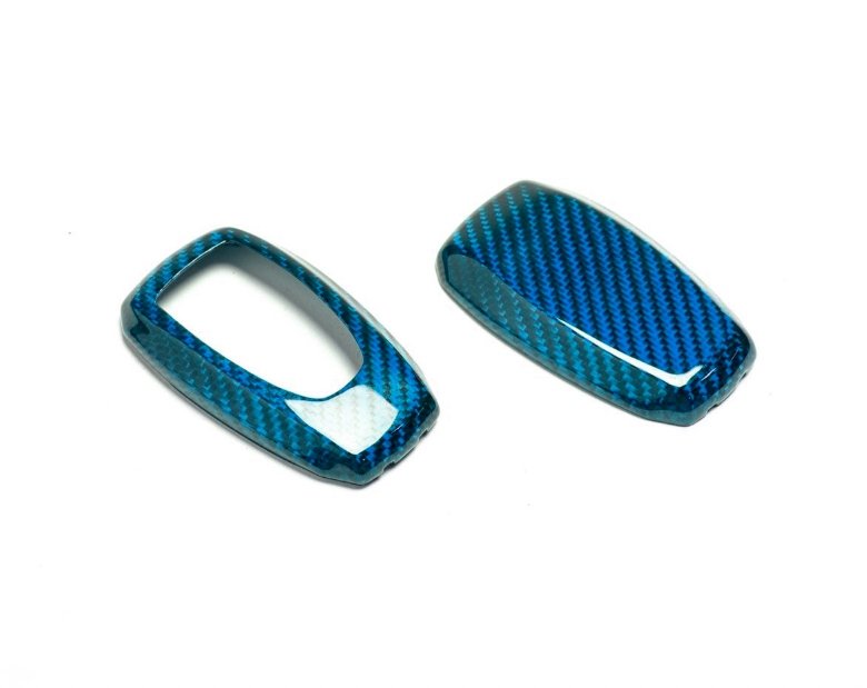 Molded Innovations Gloss Carbon Fiber Key Fob Cover Blue Most Subaru Models  