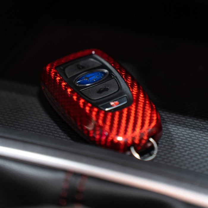 Molded Innovations Gloss Carbon Fiber Key Fob Cover Red Most Subaru Models - MI-9105 - Subimods.com