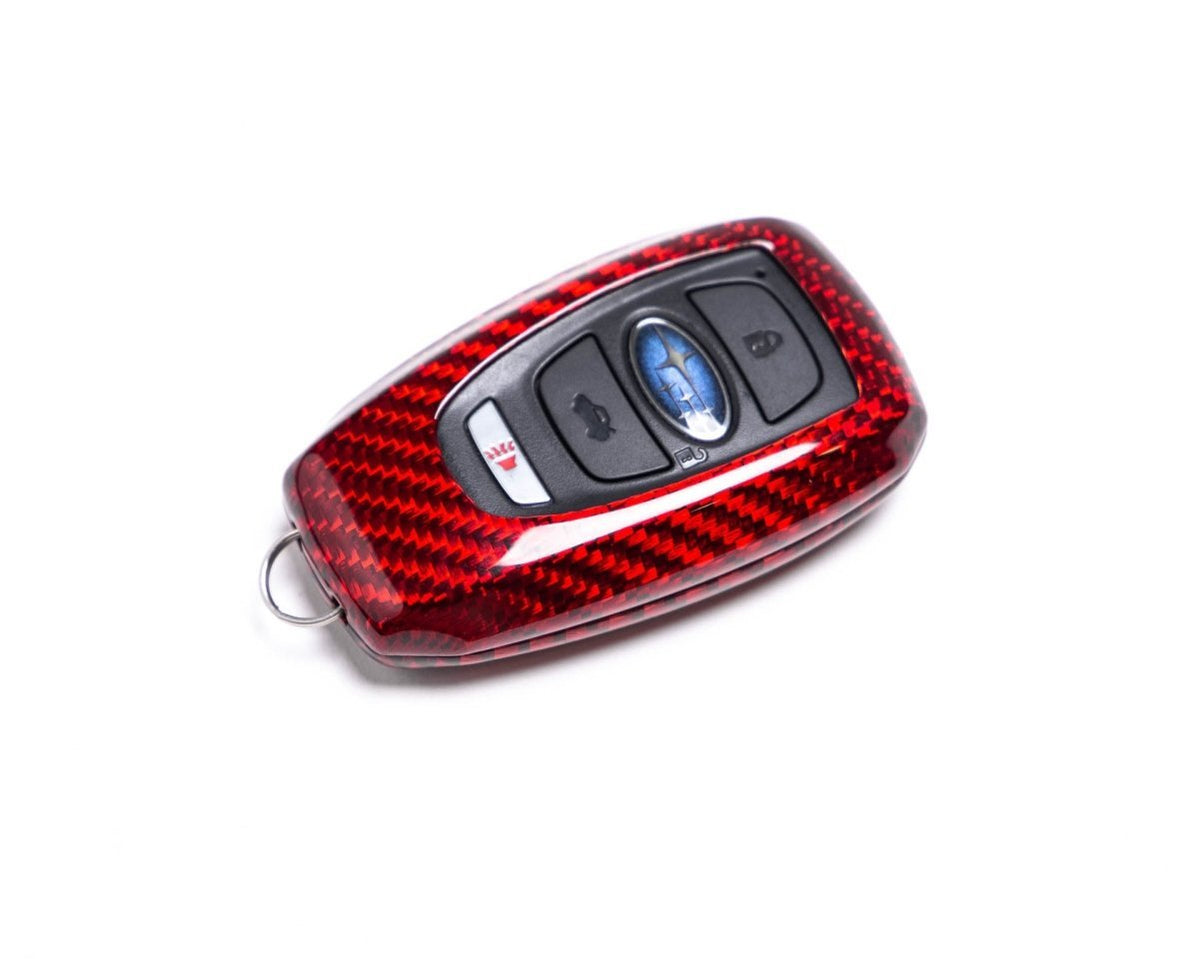 Molded Innovations Gloss Carbon Fiber Key Fob Cover Red Most Subaru