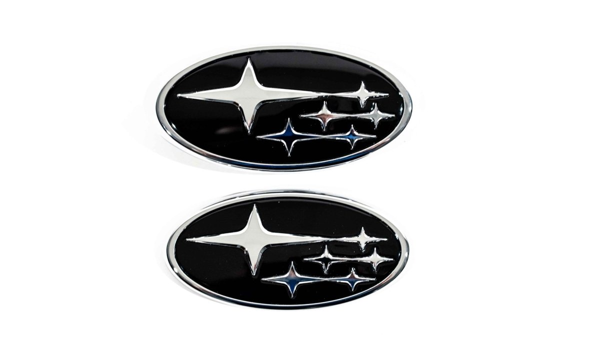 Molded Innovations Premium Style Front And Rear Emblem Kit w/ Star Logo 2022-2023 WRX - MI22-FRSSTGEN2-BK/CH - Subimods.com