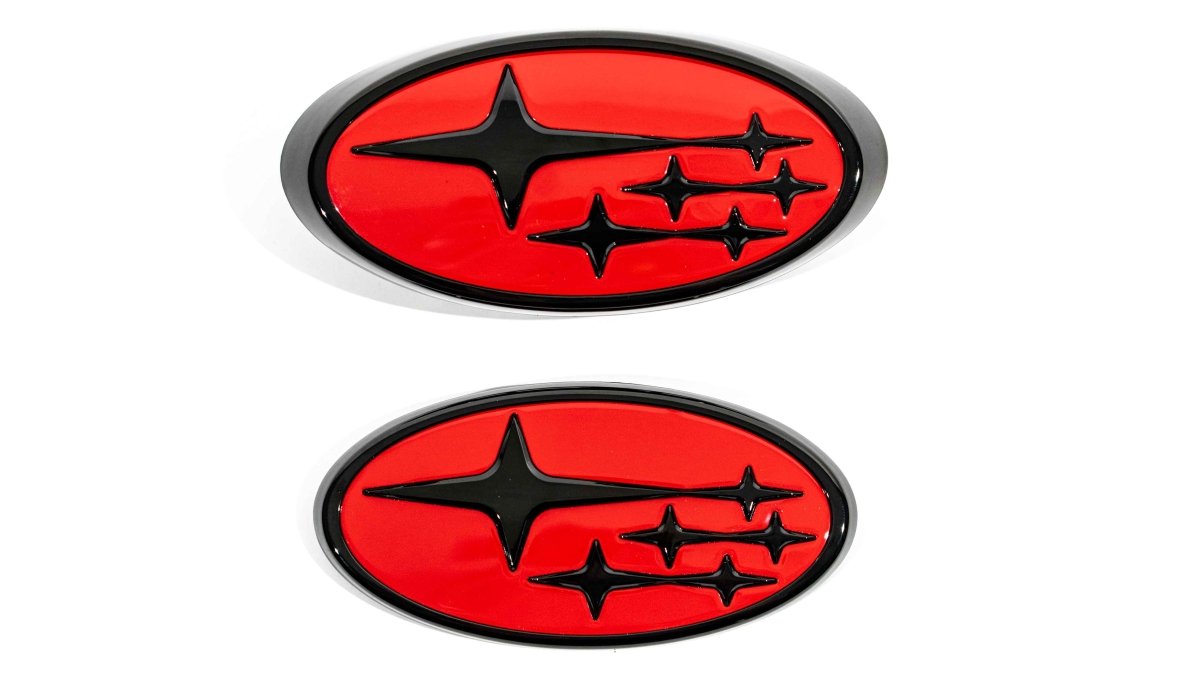 Molded Innovations Premium Style Front And Rear Emblem Kit w/ Star Logo 2022-2023 WRX - MI22-FRSSTGEN2-RD/BK - Subimods.com