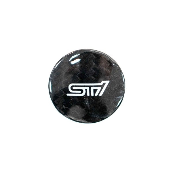 Molded Innovations "STI" Carbon Fiber Push to Start Button Overlay Black Most Subaru Models w/ Push to Start Function - MI-9131 - Subimods.com