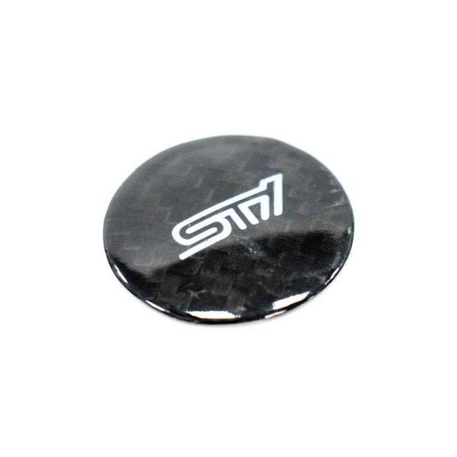 Molded Innovations "STI" Carbon Fiber Push to Start Button Overlay Black Most Subaru Models w/ Push to Start Function - MI-9131 - Subimods.com
