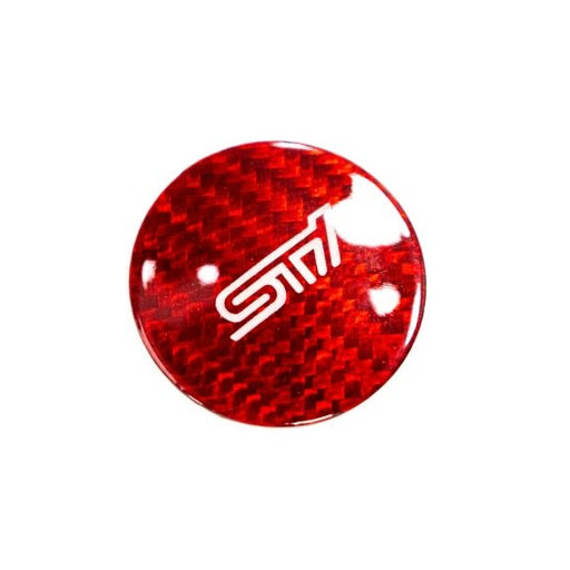 Molded Innovations "STI" Carbon Fiber Push to Start Button Overlay Red Most Subaru Models w/ Push to Start Function - MI-9130 - Subimods.com