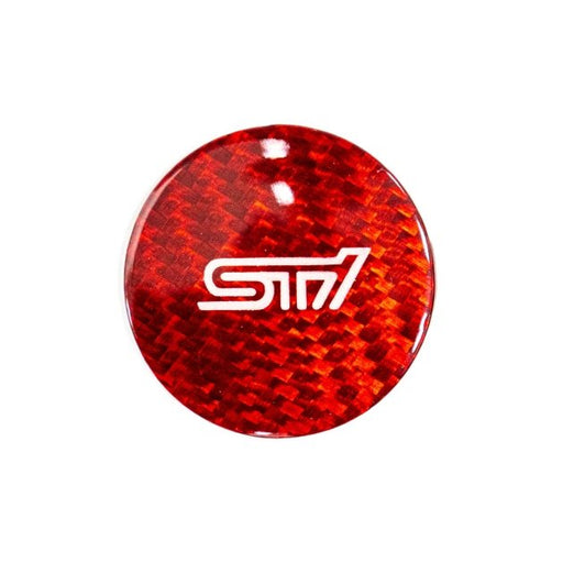 Molded Innovations "STI" Carbon Fiber Push to Start Button Overlay Red Most Subaru Models w/ Push to Start Function - MI-9130 - Subimods.com
