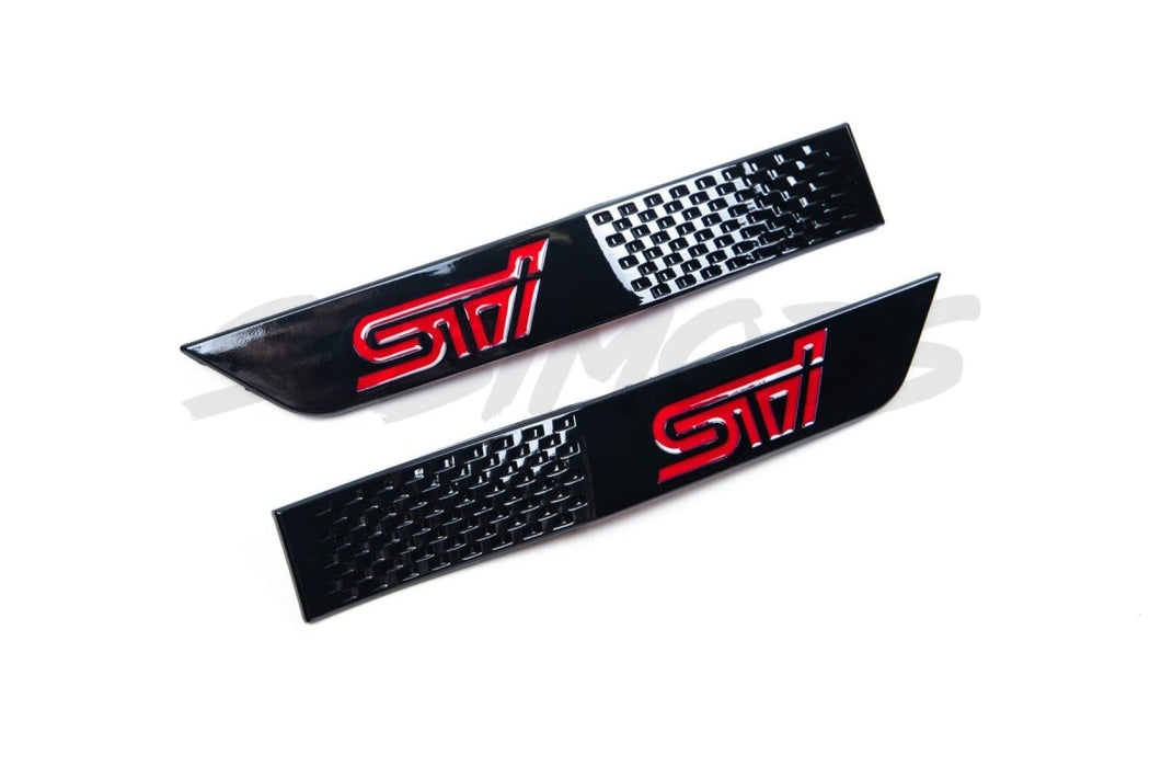 Molded Innovations STI Side Emblem Gloss Black 2015-2021 STI - MI15-FBSTI-BK/RD - Subimods.com