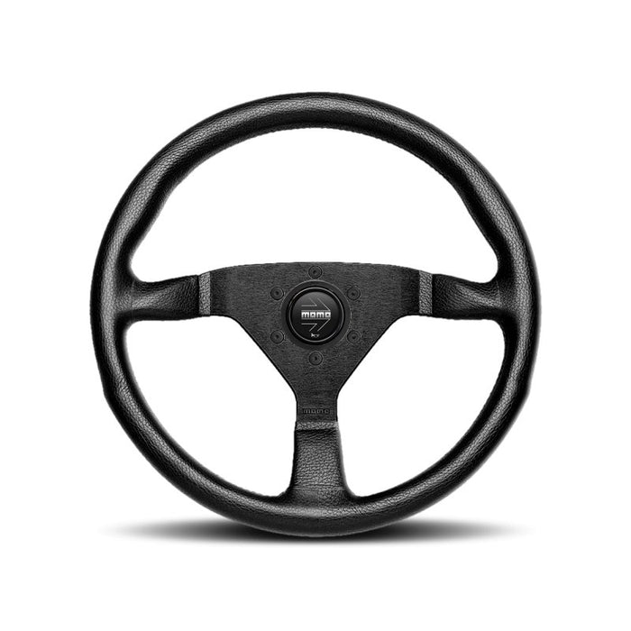 Momo Montecarlo Steering Wheel 350 mm - Black Leather/Black Stitch/Black Spokes - MCL35BK1B - Subimods.com