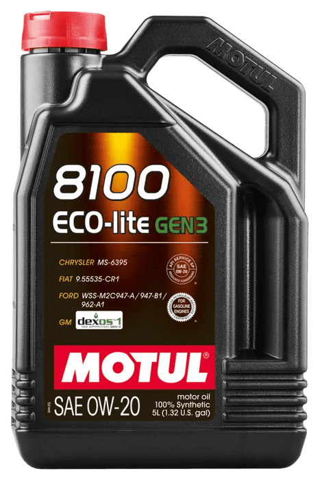 Motul 8100 0W-20 Eco-lite GEN3 Motor Oil 5L Bottle - 111364 - Subimods.com