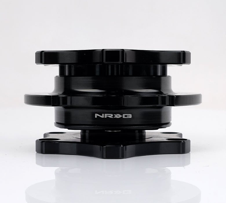 NRG SFI Rated Key Way Style Quick Release - Shiny Black Body / Shiny Black Ring - SRK-R200BK-BK - Subimods.com