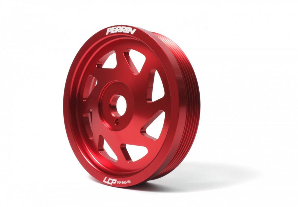 Perrin Crank Pulley Red 2015-2021 WRX / 2014-2015 Forester XT / 2013-2015 Legacy / 2013-2021 BRZ - PSP-ENG-101RD - Subimods.com