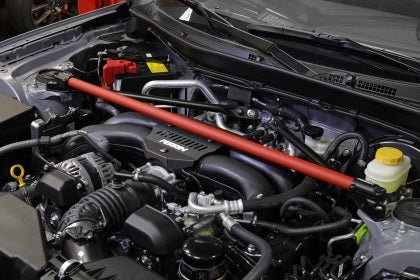 Perrin Front Strut Tower Bar Red 2013-2024 BRZ / 2013-2016 FRS / 2017-2021 GT86 / 2022-2024 GR86 - PSP-SUS-066RD - Subimods.com